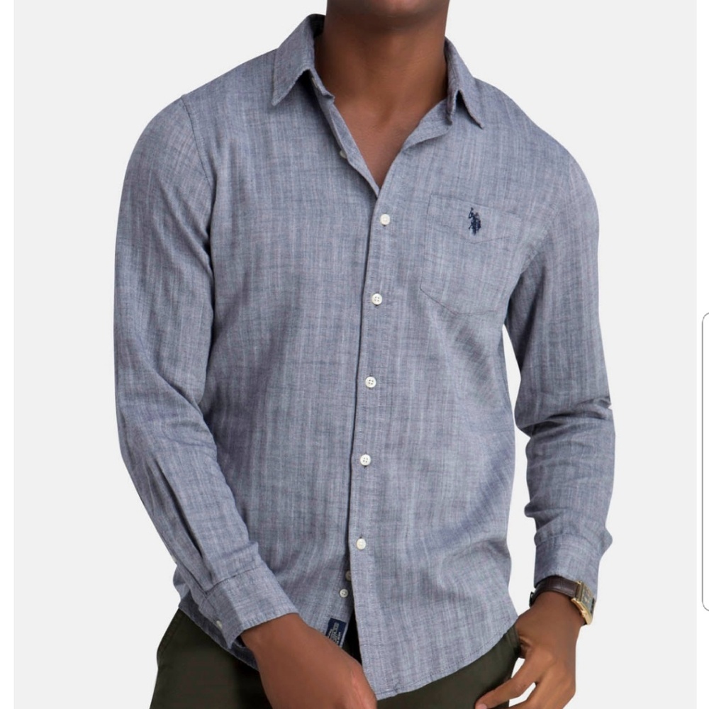 U.S POLO ASSN. Size Large Grey Button down shirt